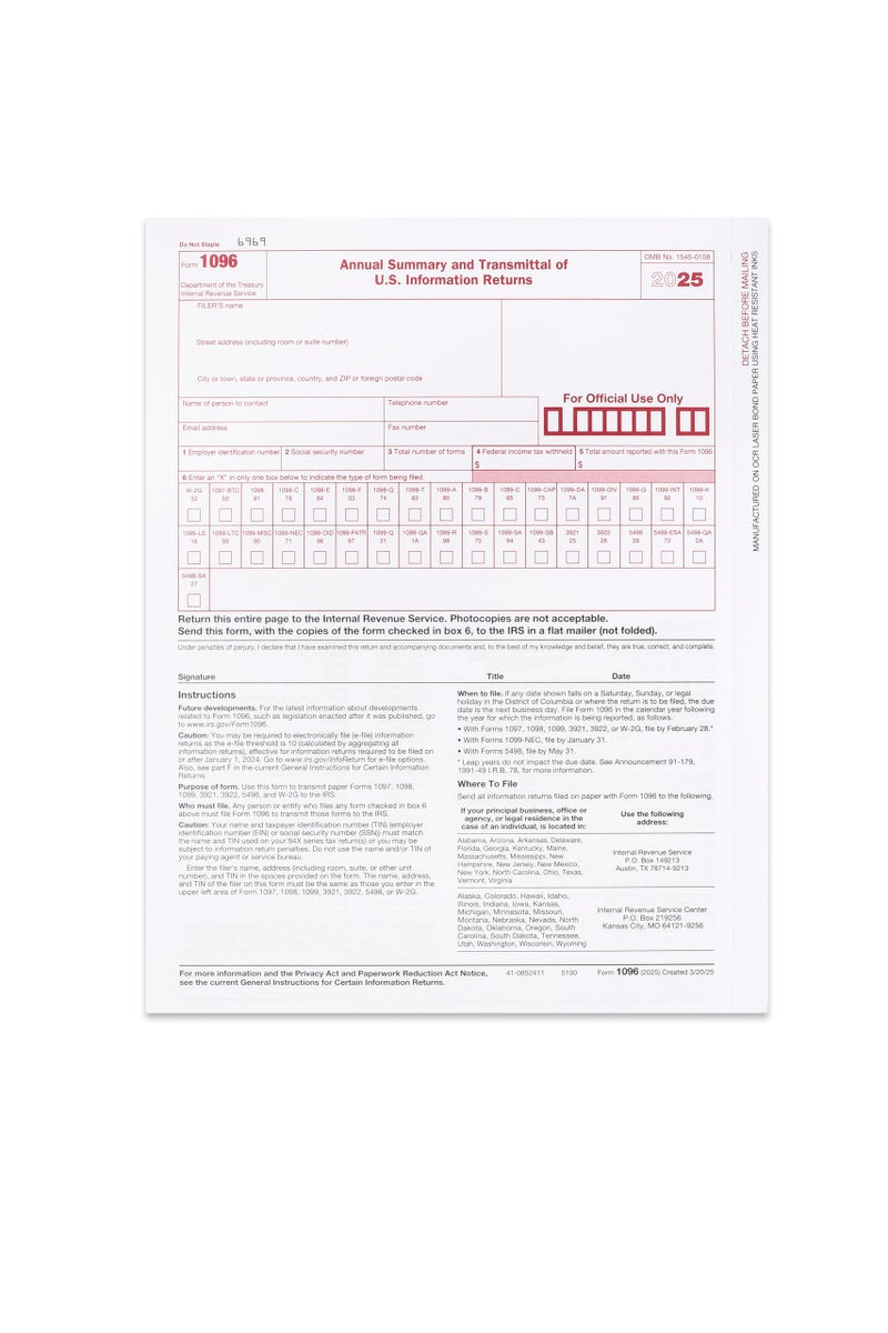 Dutymark 1099 DIV Income Tax Forms 2025 Set and 1096 - Kit for 10 Vendors 4-Part, Complete Laser Forms with Self-Seal Envelopes in Value Pack | 1099-DIV Income 2025 - Image 5